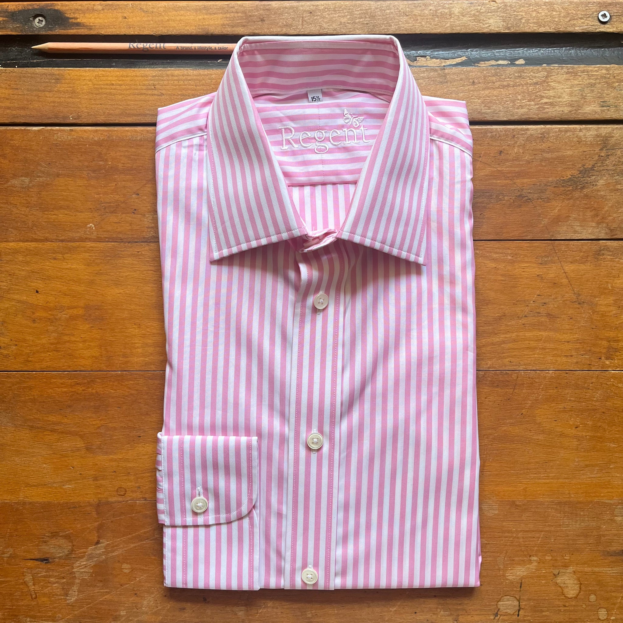 Pink striped cotton poplin shirt