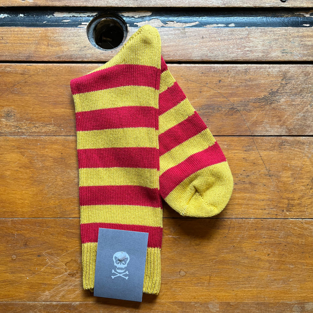 Red and yellow hoop cotton socks