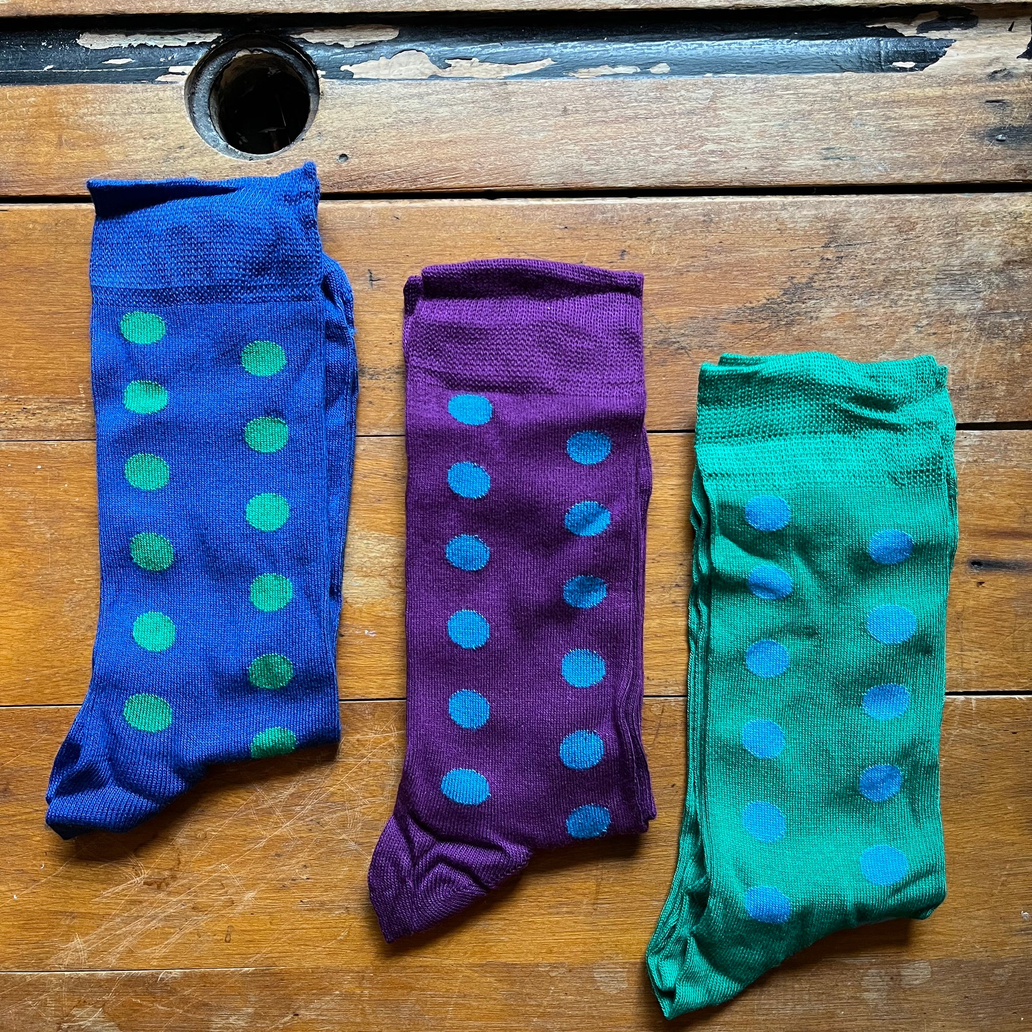 Bamboo - 3 Pack Sock Set - Purple, Green & Blue with Spots