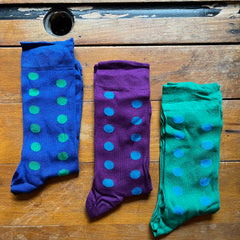 Bamboo - 3 Pack Sock Set - Purple, Green & Blue with Spots