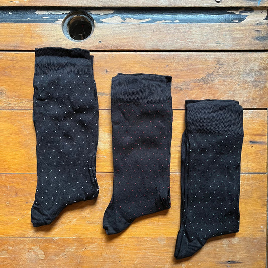Bamboo - 3 Pack Sock Set - Black & Navy Spots - Regent Tailoring Salisbury
