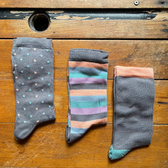 Bamboo - 3 Pack Sock Set - Grey, Grey Spots And Stripes - Ladies