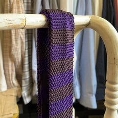 Regent - Knitted Silk Tie - Purple & Raisin Stripes