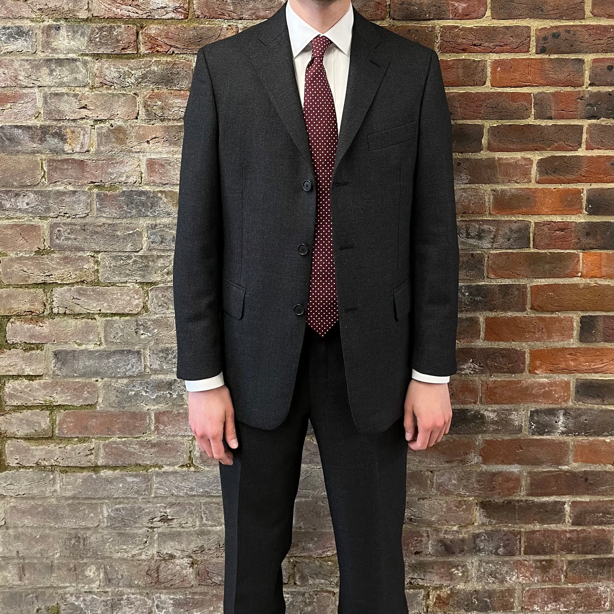Regent - 'Charles' Heritage - 3-Button Suit In Grey Wool - open jacket