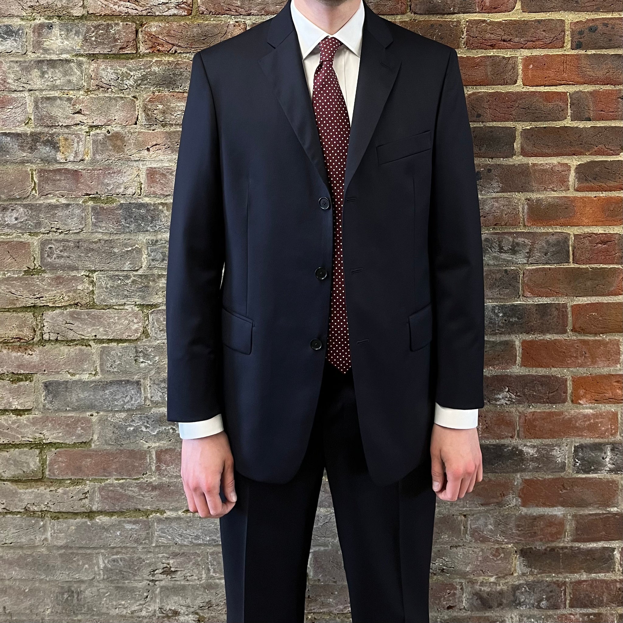 regent 'James' navy three button suit - jacket open