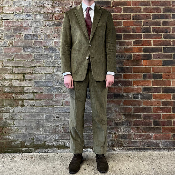 Regent 'Terrence' two button corduroy green suit - full suit