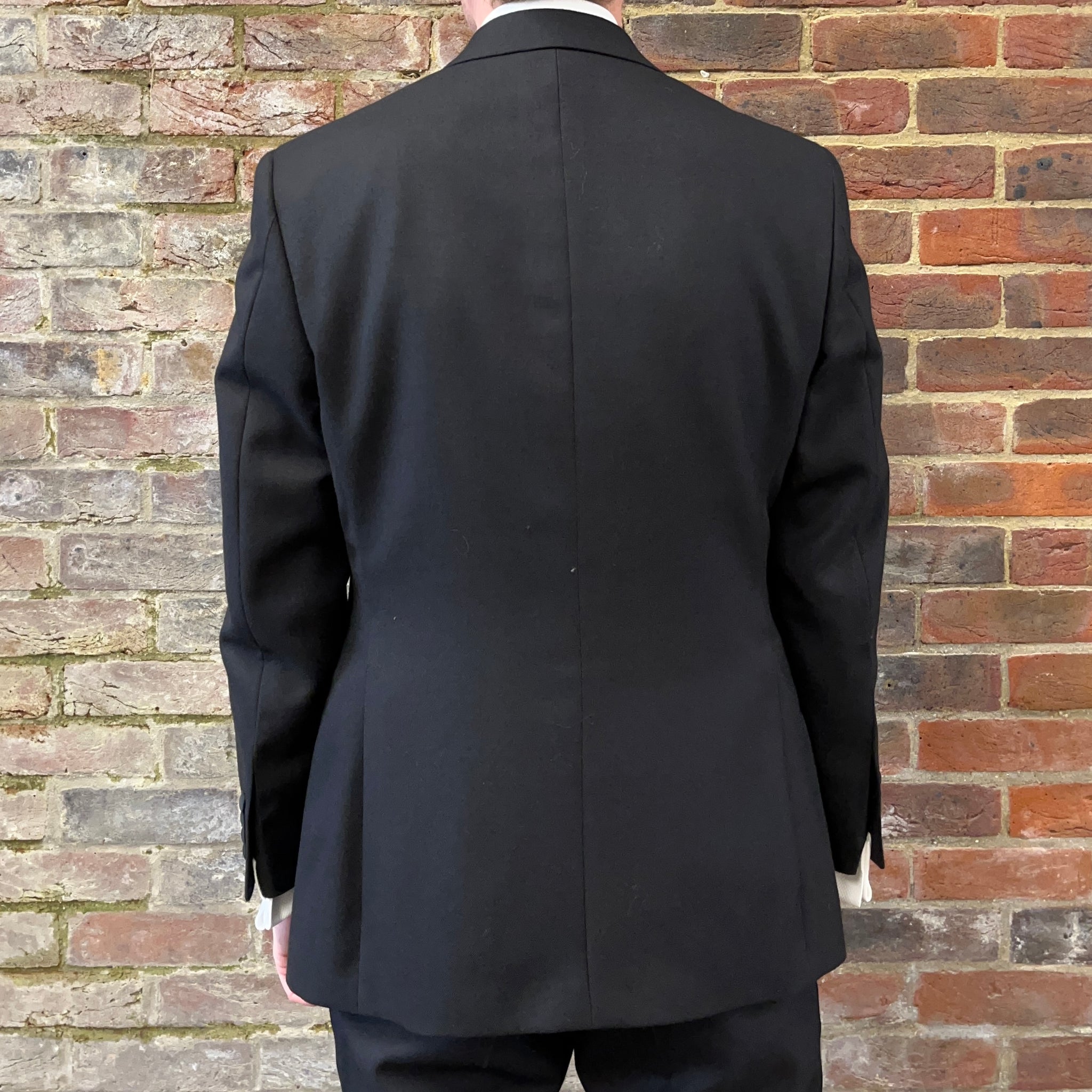 Regent - Classic Dinner Suit - One Button - Black - Peak Lapel - Regent Tailoring - rear