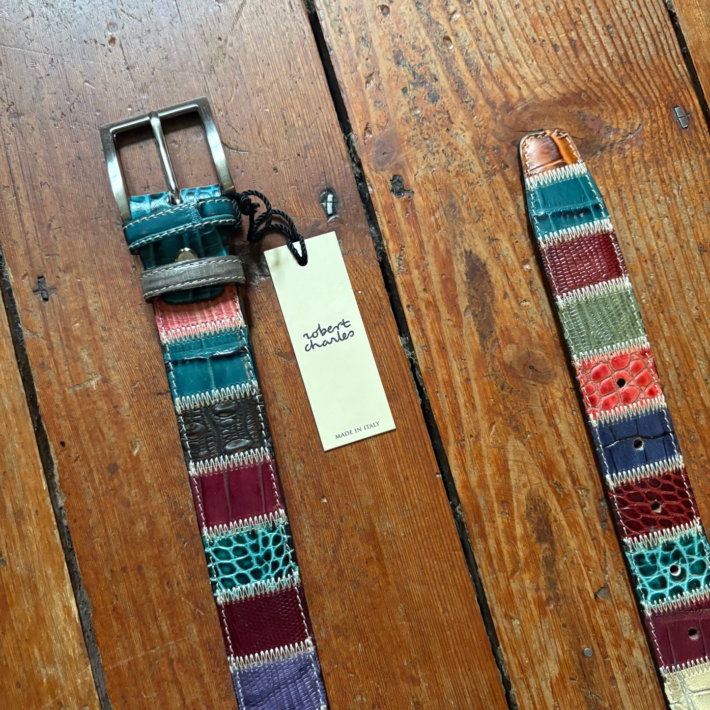 Robert Charles- Handmade Leather Belt- Patchwork