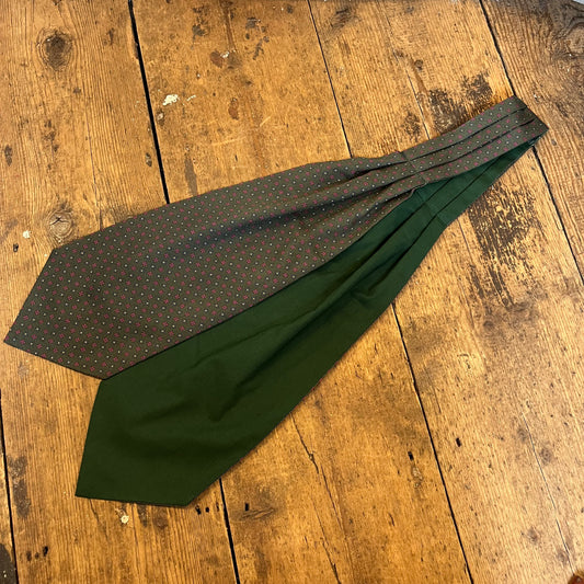 Cravat - Luxury Silk & Cotton - Geometric- Earthy Green