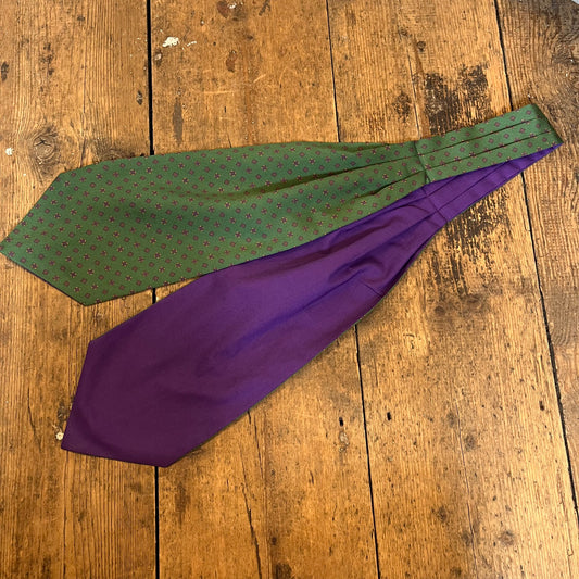 Cravat - Luxury Silk & Cotton - Geometric- Green and Purple