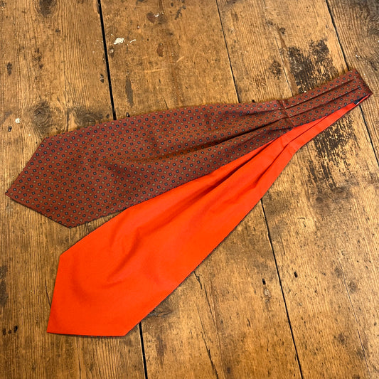 Cravat - Luxury Silk & Cotton - Geometric- Brick orange