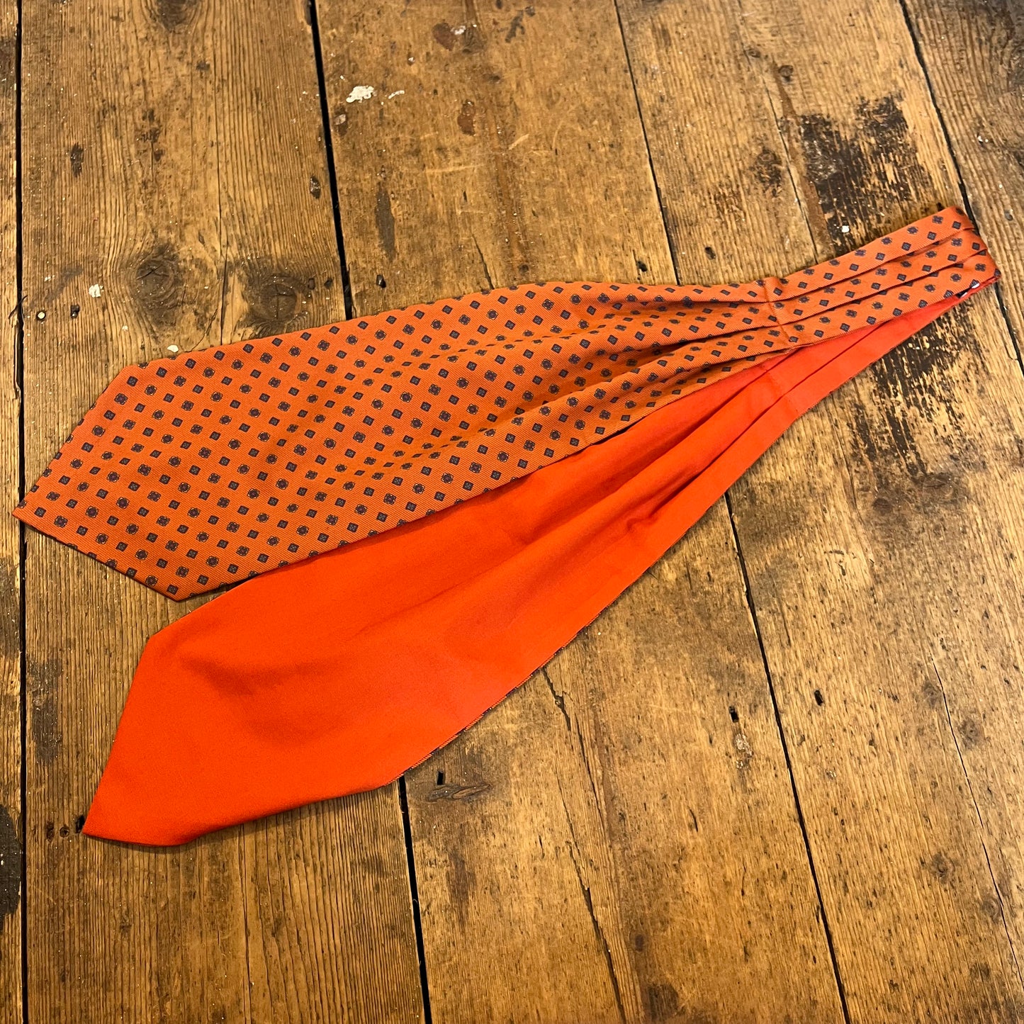 Cravat - Luxury Silk & Cotton - Geometric- Burnt Orange