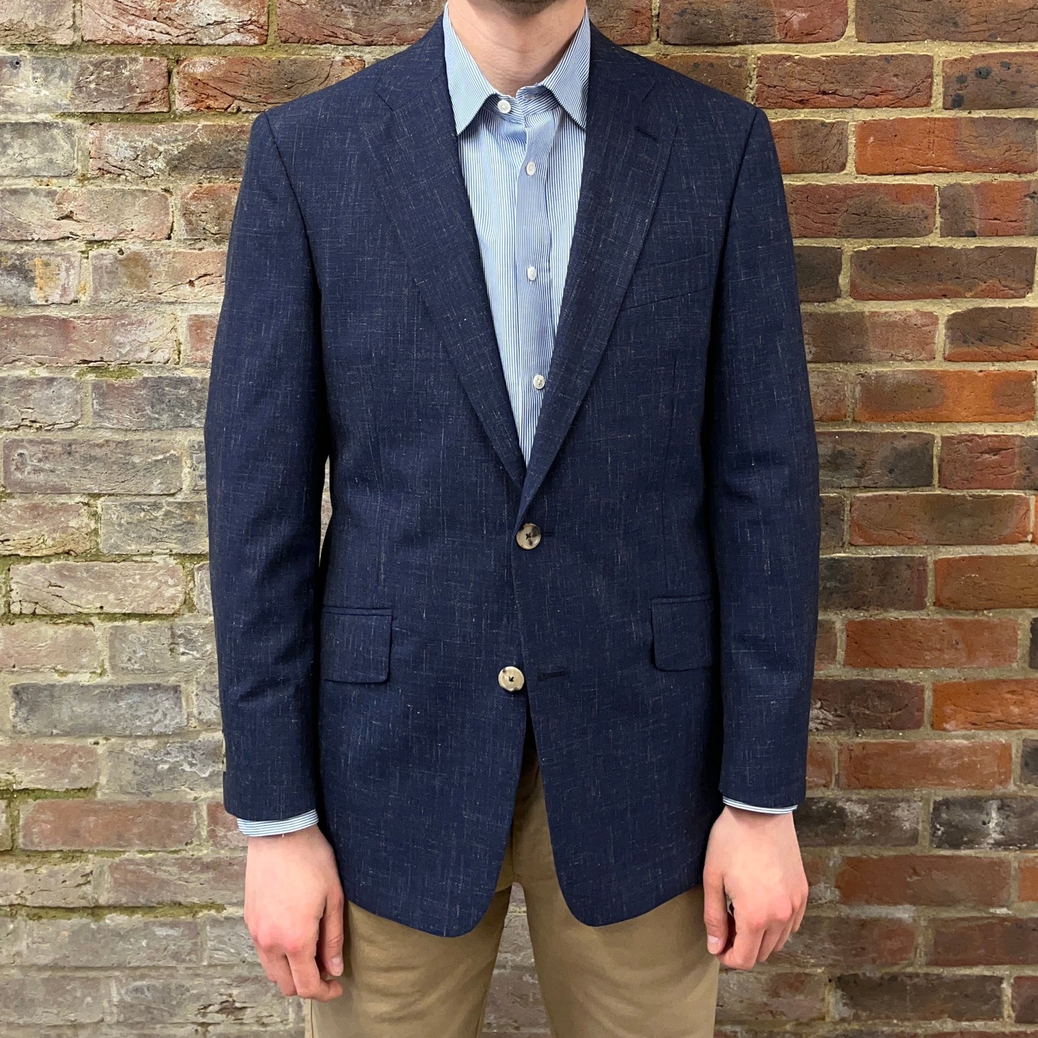 Regent 'Lumps' jacket navy wool and linen