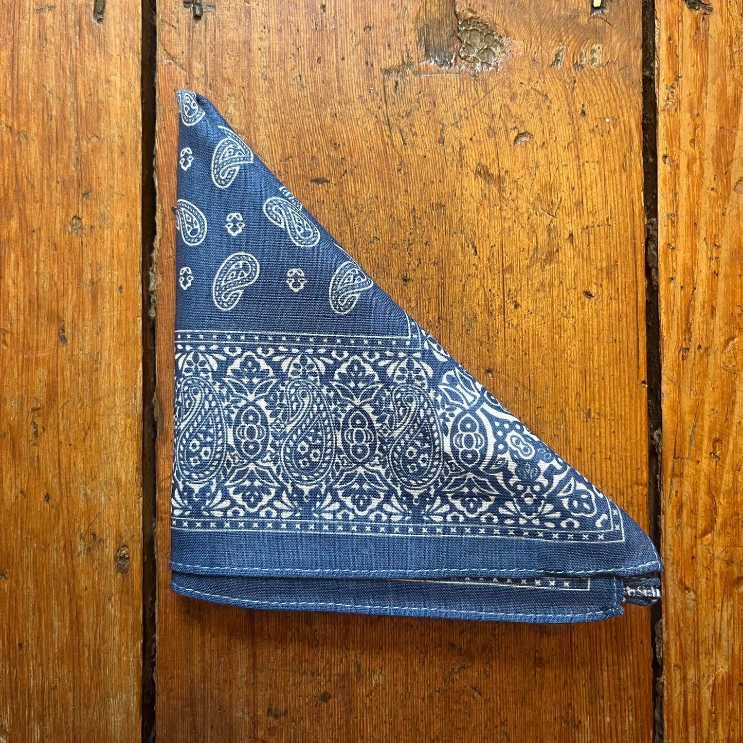 Regent - Cotton Hanky - Bandana - Blue with White Paisley