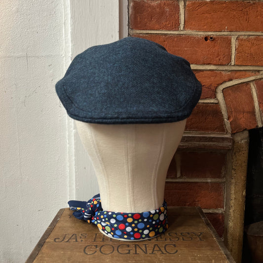 Regent - Flat Cap - Abraham Moon Peacock Blue Tweed with Light Blue Thistle Fleck