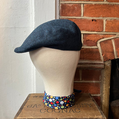 Regent - Flat Cap - Abraham Moon Peacock Blue Tweed with Light Blue Thistle Fleck