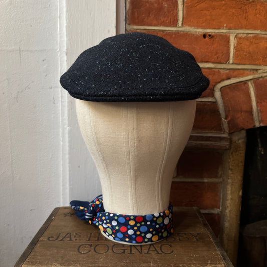 Regent - Flat Cap - Donegal Fleck style Navy Speckled Tweed
