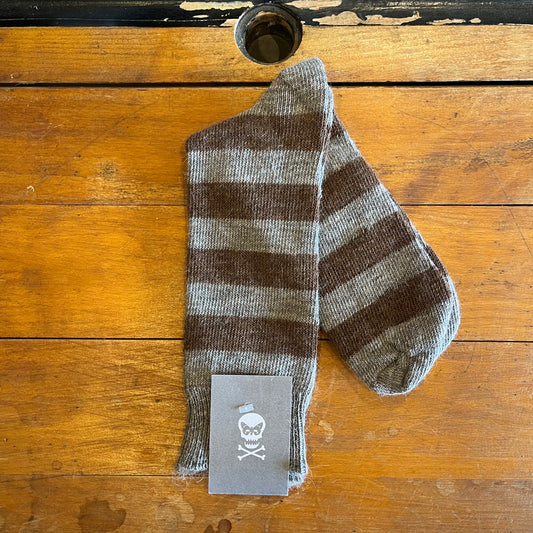 Regent - Alpaca Wool Socks - Hoops - Grey & Light-Brown