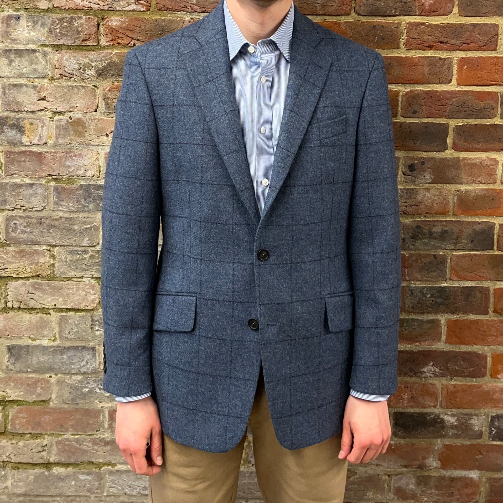 Regent blue tweed jacket with overcheck