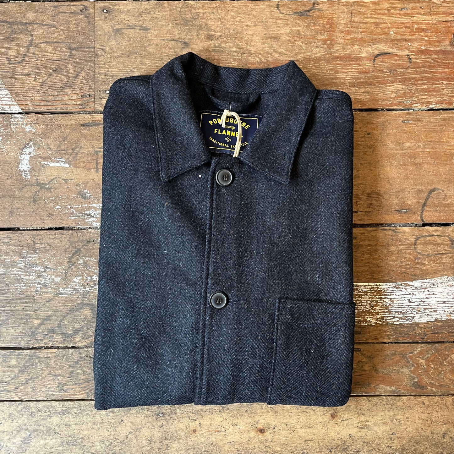 Portuguese Flannel - Labura Herringbone Wool Jacket- Navy