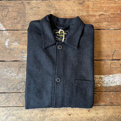 Portuguese Flannel - Labura Herringbone Wool Jacket- Navy