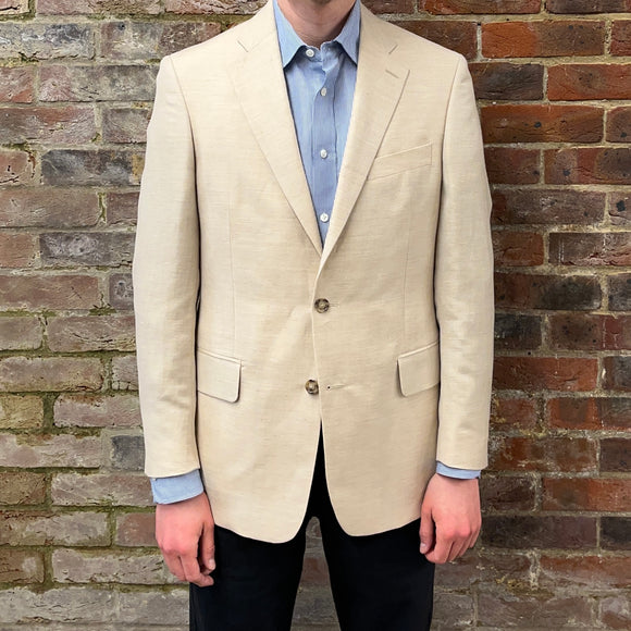Regent 'George' wool and linen herringbone stone coloured jacket