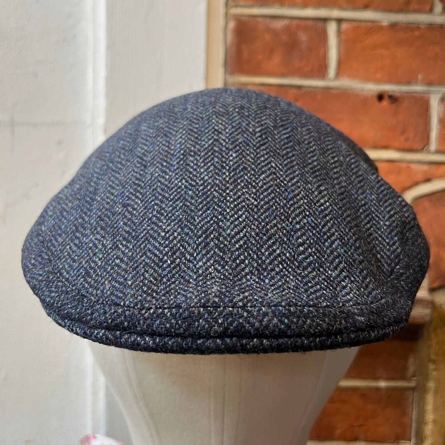 Regent - Flat Cap - Navy Blue Herringbone Tweed