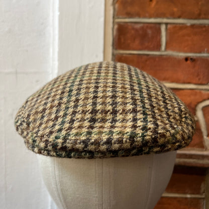 Regent - Flat Cap - Brown/Beige/Green Houndstooth Tweed