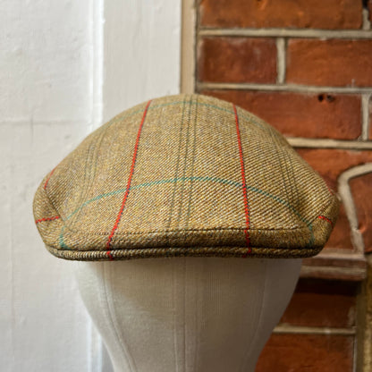Regent - Flat Cap - Golden Green with Pale Green and Red Overcheck