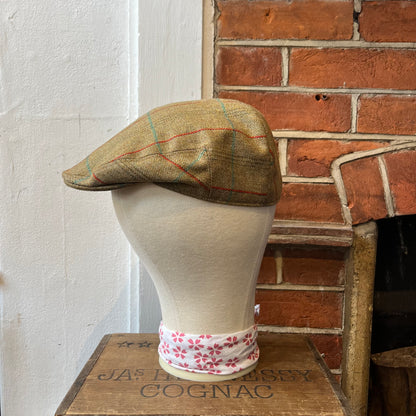 Regent - Flat Cap - Golden Green with Pale Green and Red Overcheck