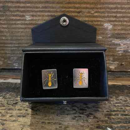 Regent Sterling Silver Cufflinks - Amber Ants - Regent Tailoring