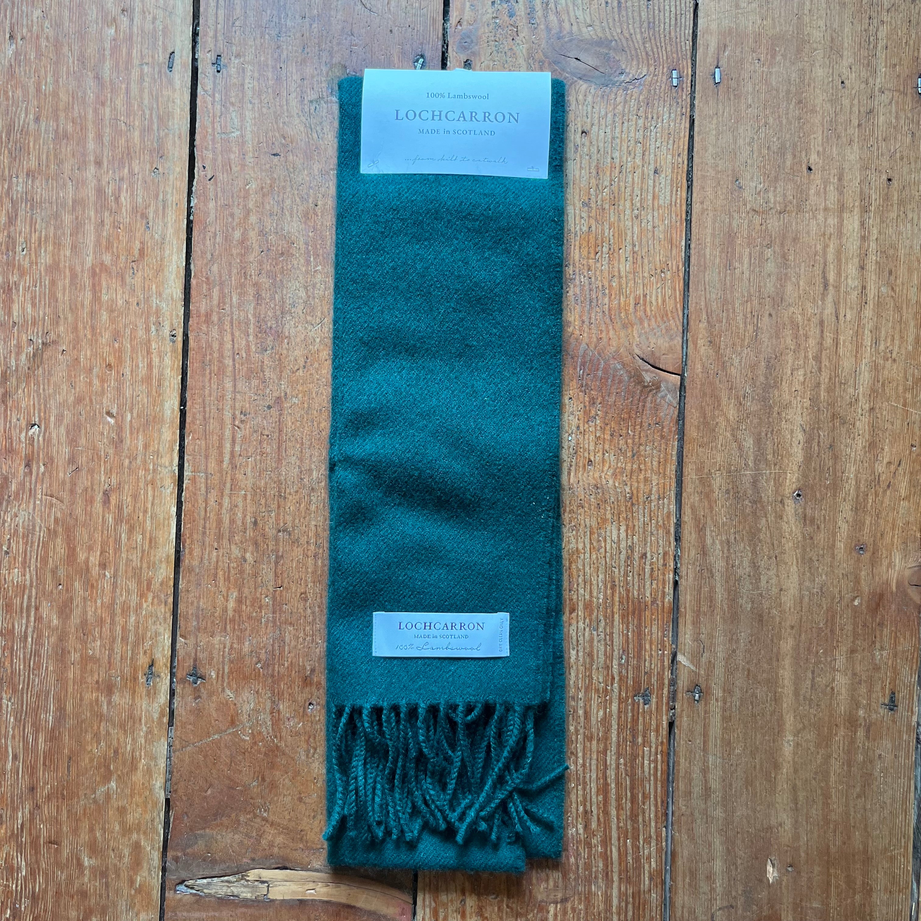 Aqua Plain Coloured Scarf Lambswool Unisex Lochcarron of good Scotland