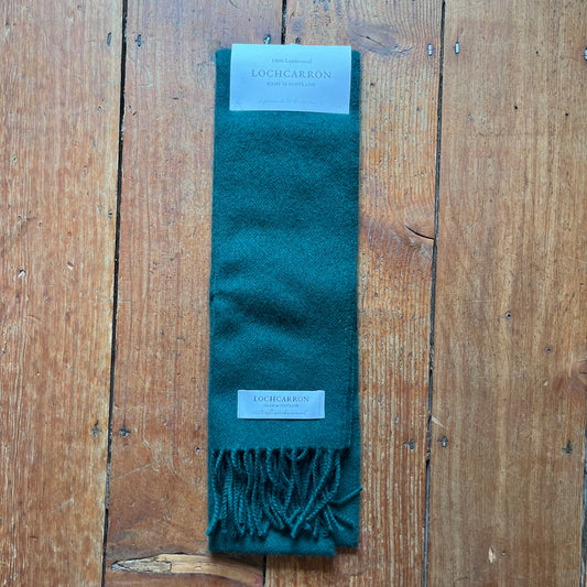 Lochcarron - Bowhill Bottle Green Plain Coloured Lambswool Scarf
