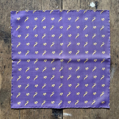 Regent - Wool/Silk Pocket Square - Purple Rabbits
