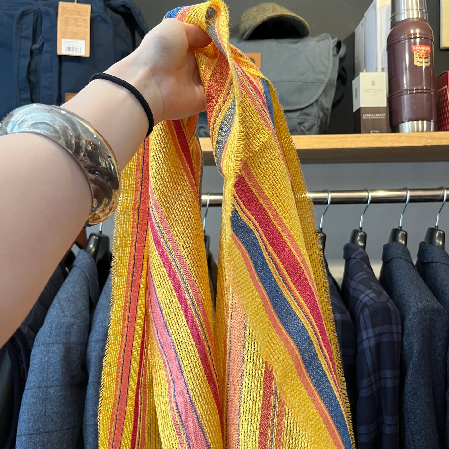 Regent - Lightweight Scarf - Stripe - Yellow/Pink/Navy/Orange