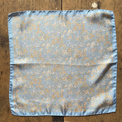 Amanda Christensen - Silk Pocket Square - Cornflower Blue with Spring Flowers