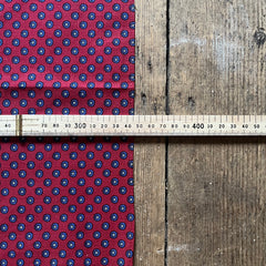 Regent - Cotton Pocket Square - Red with Navy Circle