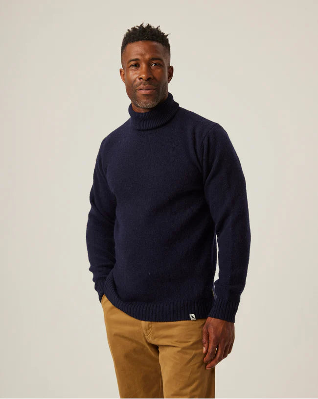 PEREGRINE Makers Stitch - Polo Neck Jumper - Navy