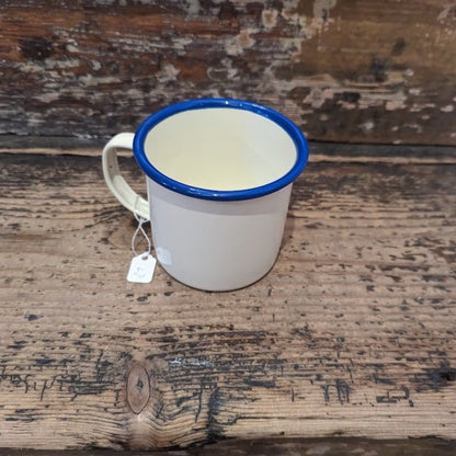 Camping Mug - Enamel - Cream and Blue