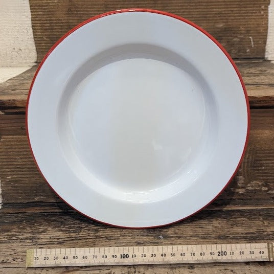 Regent - Enamelware - Plate - 24cm - White with Red Edging