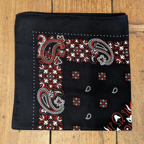 Black and Red large paisley print bandana