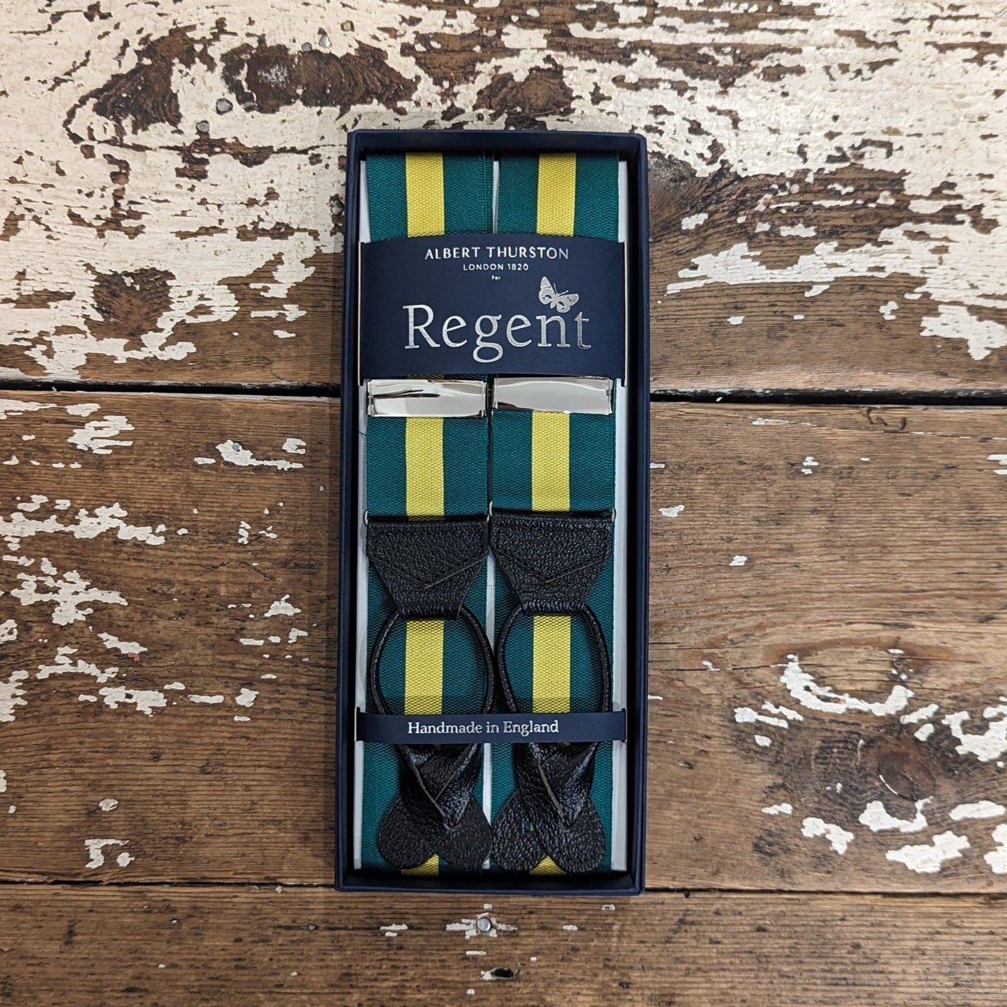 Regent x Albert Thurston - Braces - Green w/ Yellow Stripe