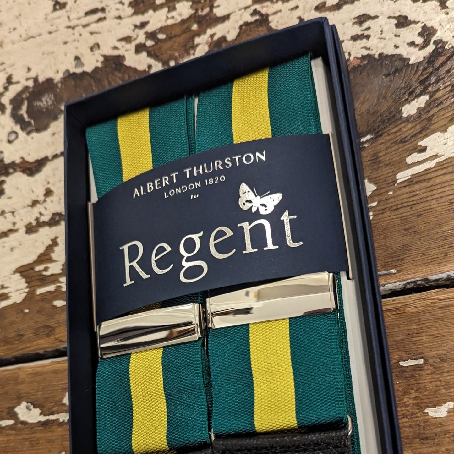 Regent x Albert Thurston - Braces - Green w/ Yellow Stripe