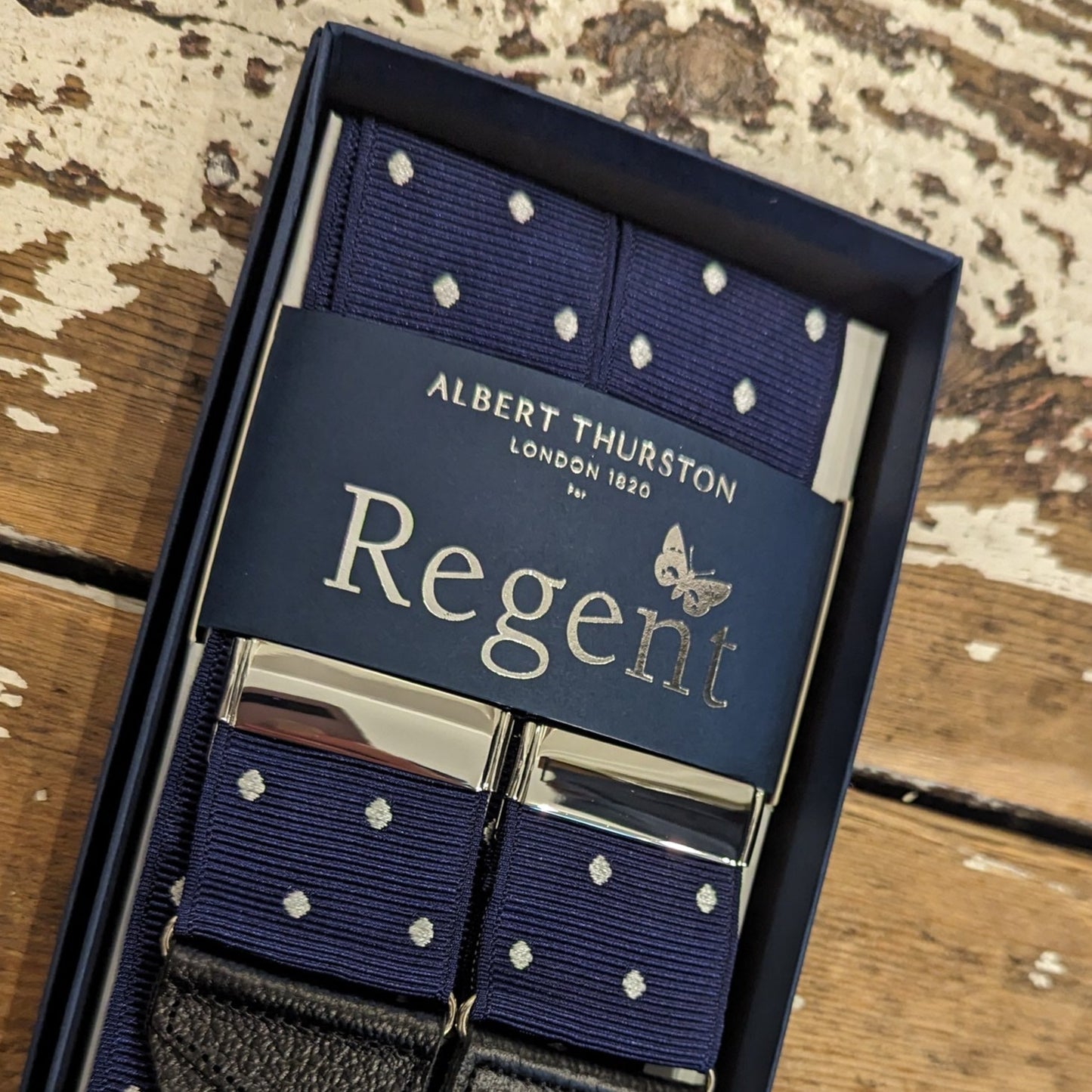 Albert Thurston x Regent - Braces - Navy with White Spot