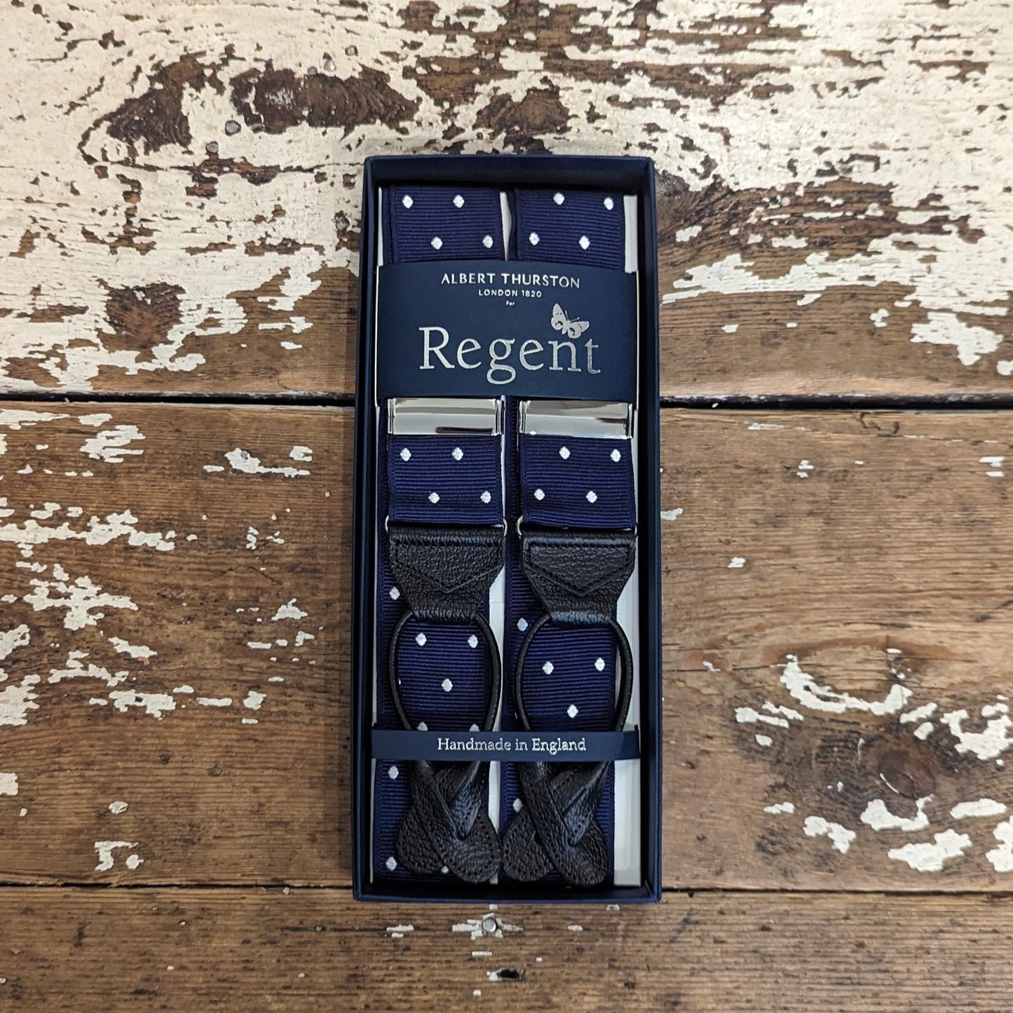 Albert Thurston x Regent - Braces - Navy with White Spot