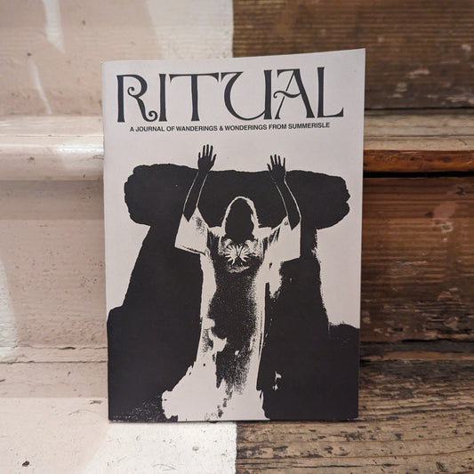 Black and white photo on the front of paper zine called ritual 