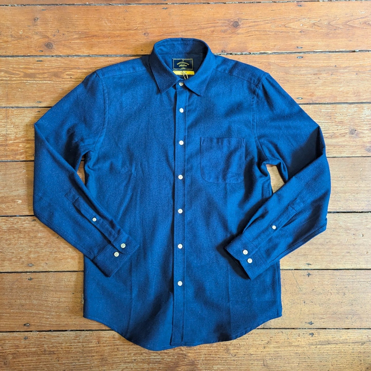 Navy Brushed cotton long sleeve shirt 