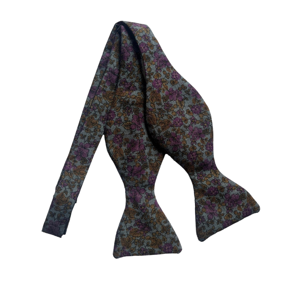 Regent - Wool Bow Tie - Floral - Blue/Purple/Green