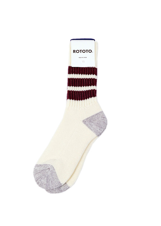 RoToTo - Coarse Ribbed Old-School Crew Socks – Burgundy