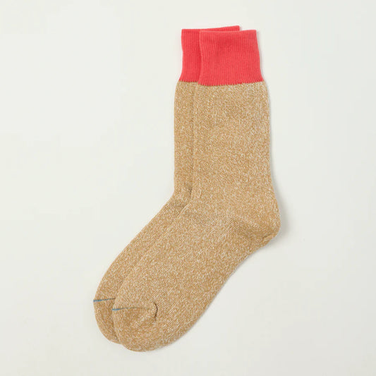 ROTOTO - Double Face Crew Socks- Bittersweet & Beige